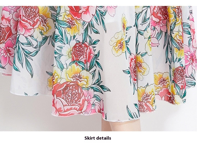 Women's Gentle Flower Print Elegant Dress - ChoreGirl