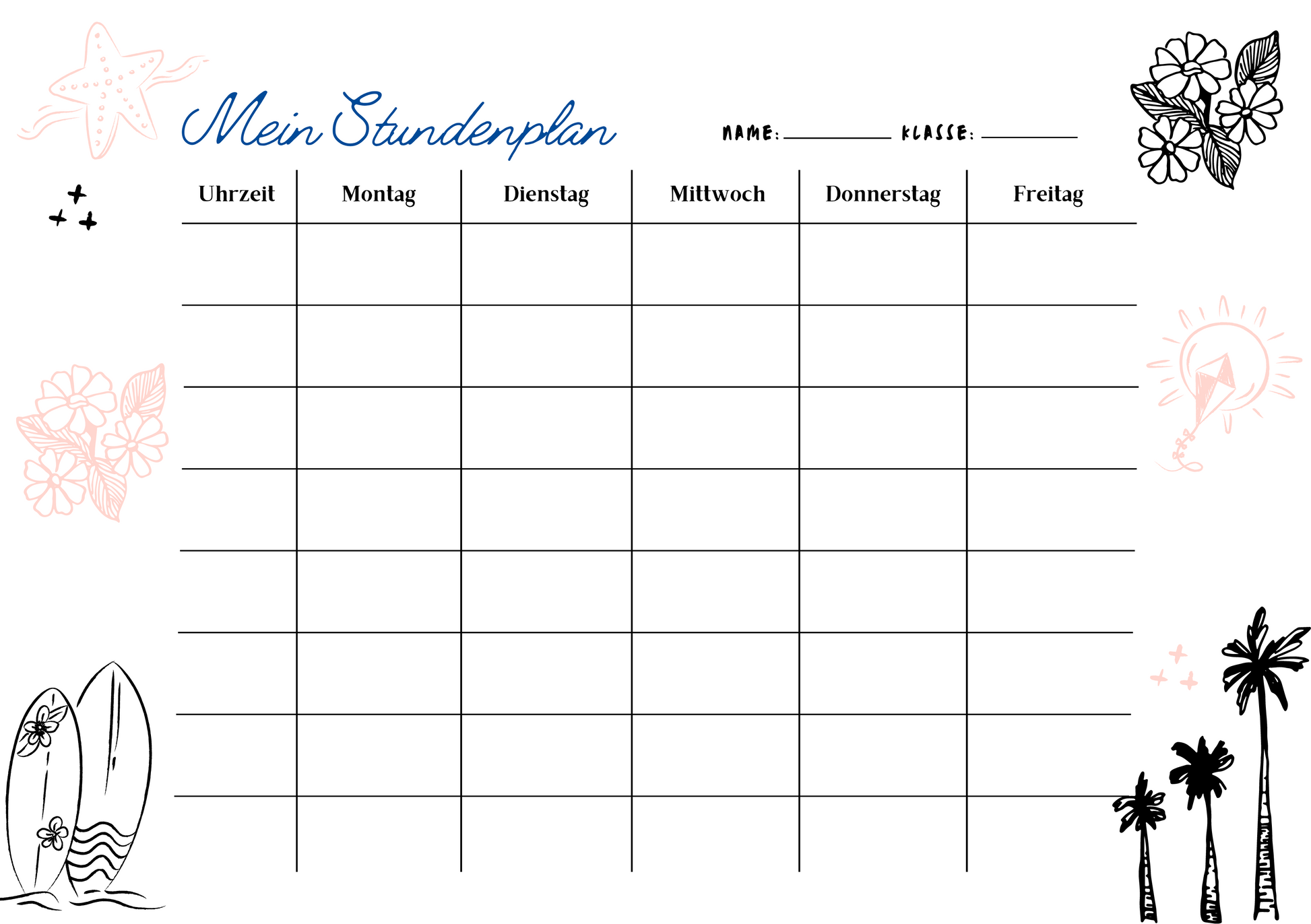 Custom Timetable with Colorful Designs - Available in German and English | PERSONALIZED - ChoreGirl