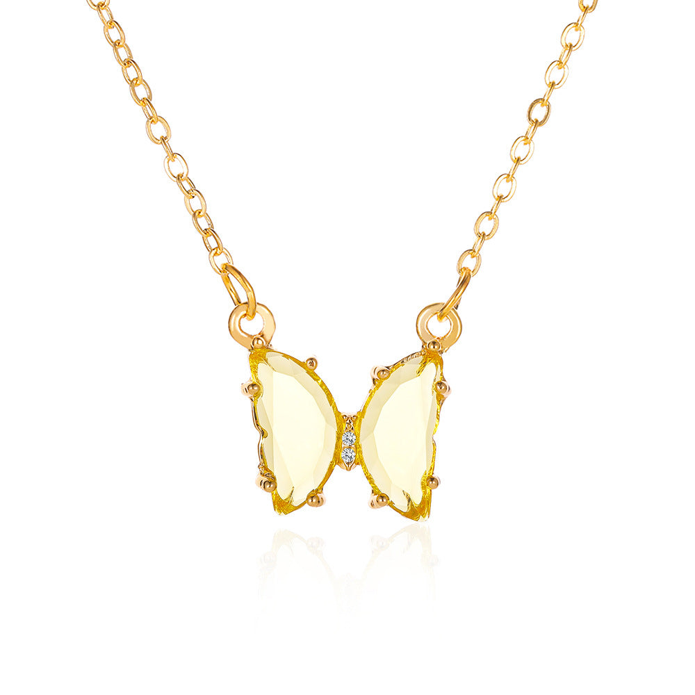 Women's Glass Crystal Butterfly Necklace - ChoreGirl