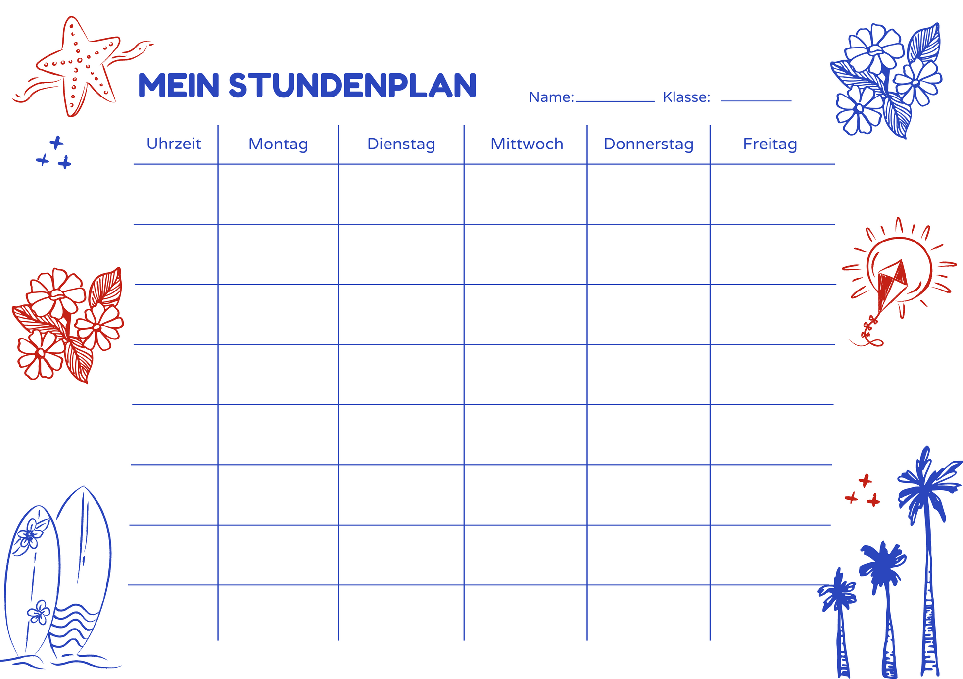 Custom Timetable with Colorful Designs - Available in German and English | PERSONALIZED - ChoreGirl