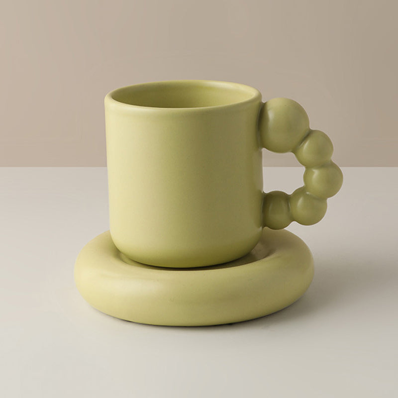 Bubbly Curvy Ceramic Mug with coaster, 300 ml - ChoreGirl