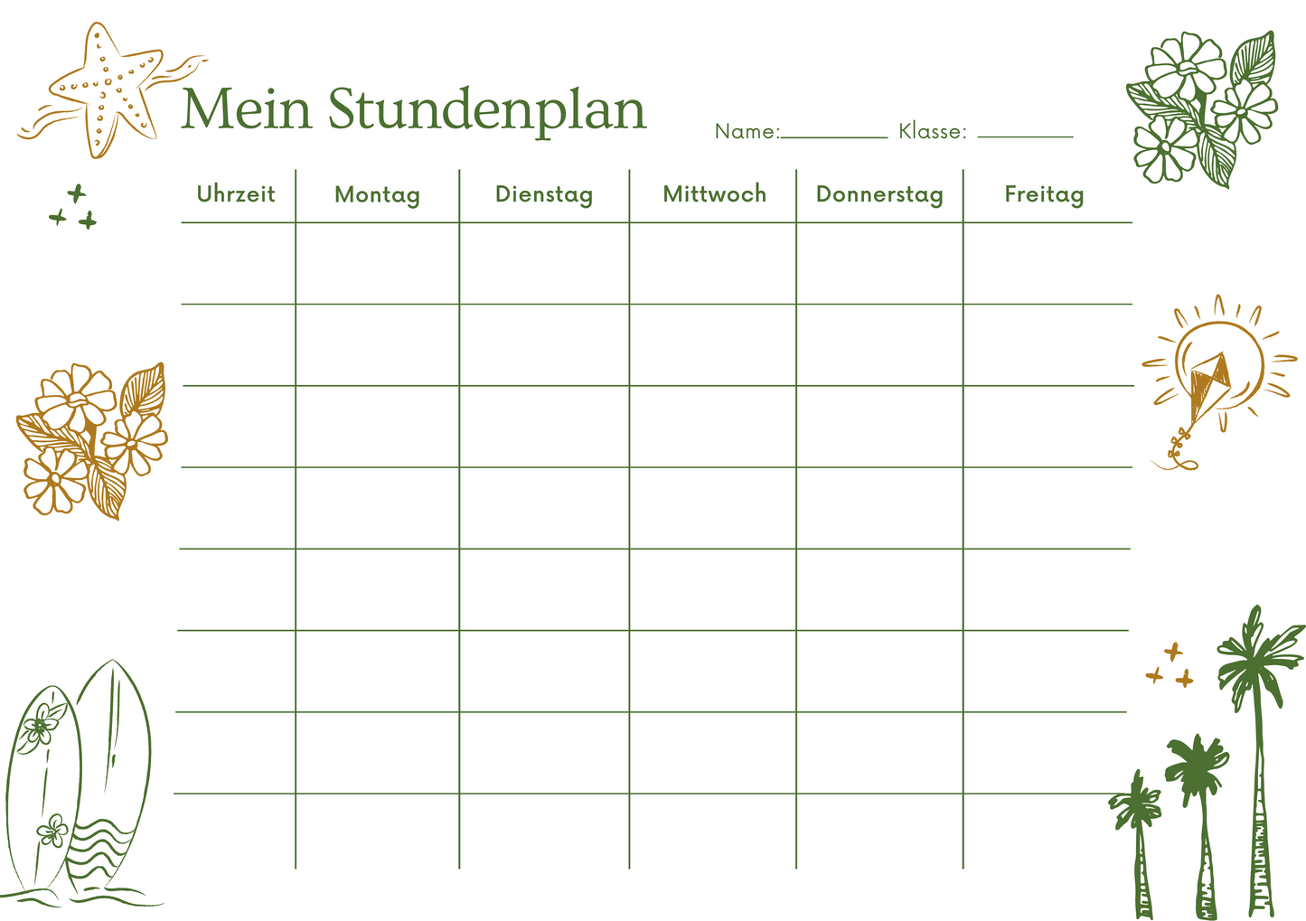 Custom Timetable with Colorful Designs - Available in German and English | PERSONALIZED - ChoreGirl
