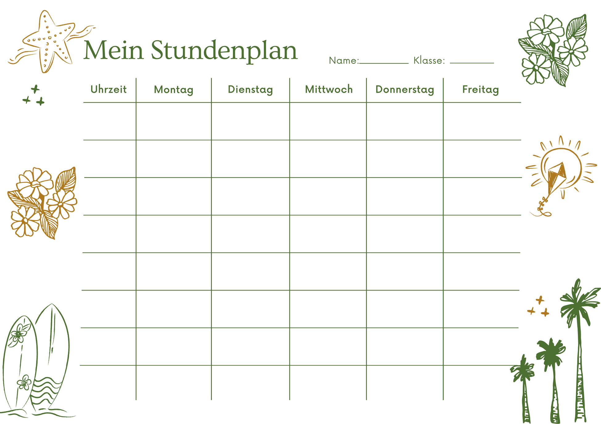 Custom Timetable with Colorful Designs - Available in German and English | PERSONALIZED - ChoreGirl