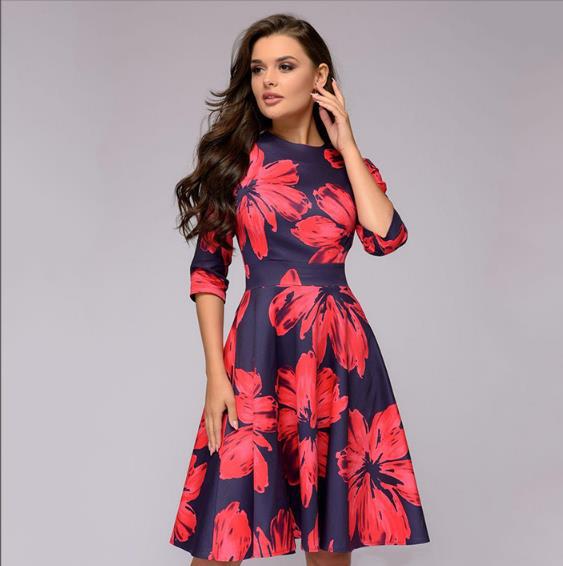 Women's A- Line Vintage Floral Dress - ChoreGirl