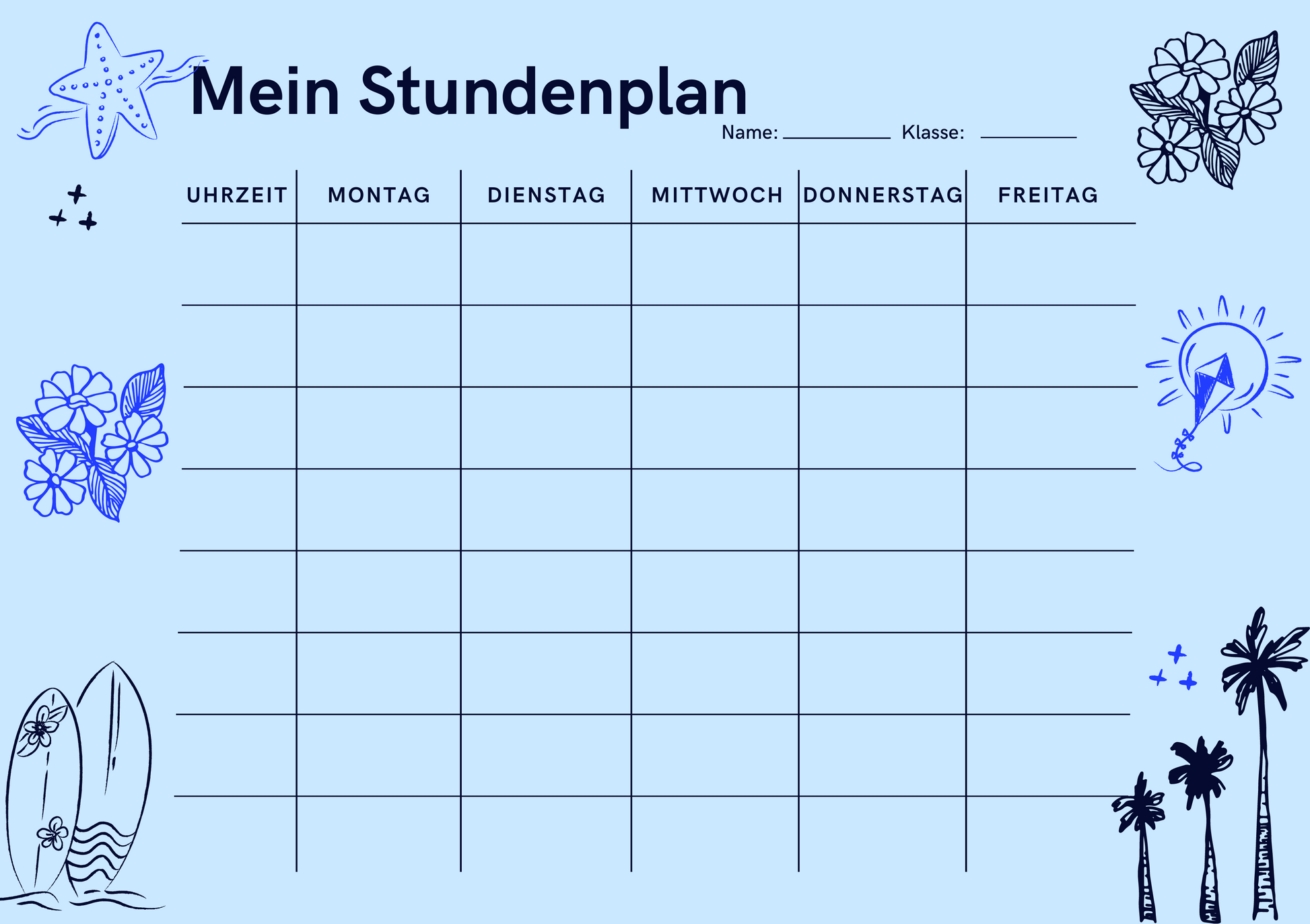 Custom Timetable with Colorful Designs - Available in German and English | PERSONALIZED - ChoreGirl