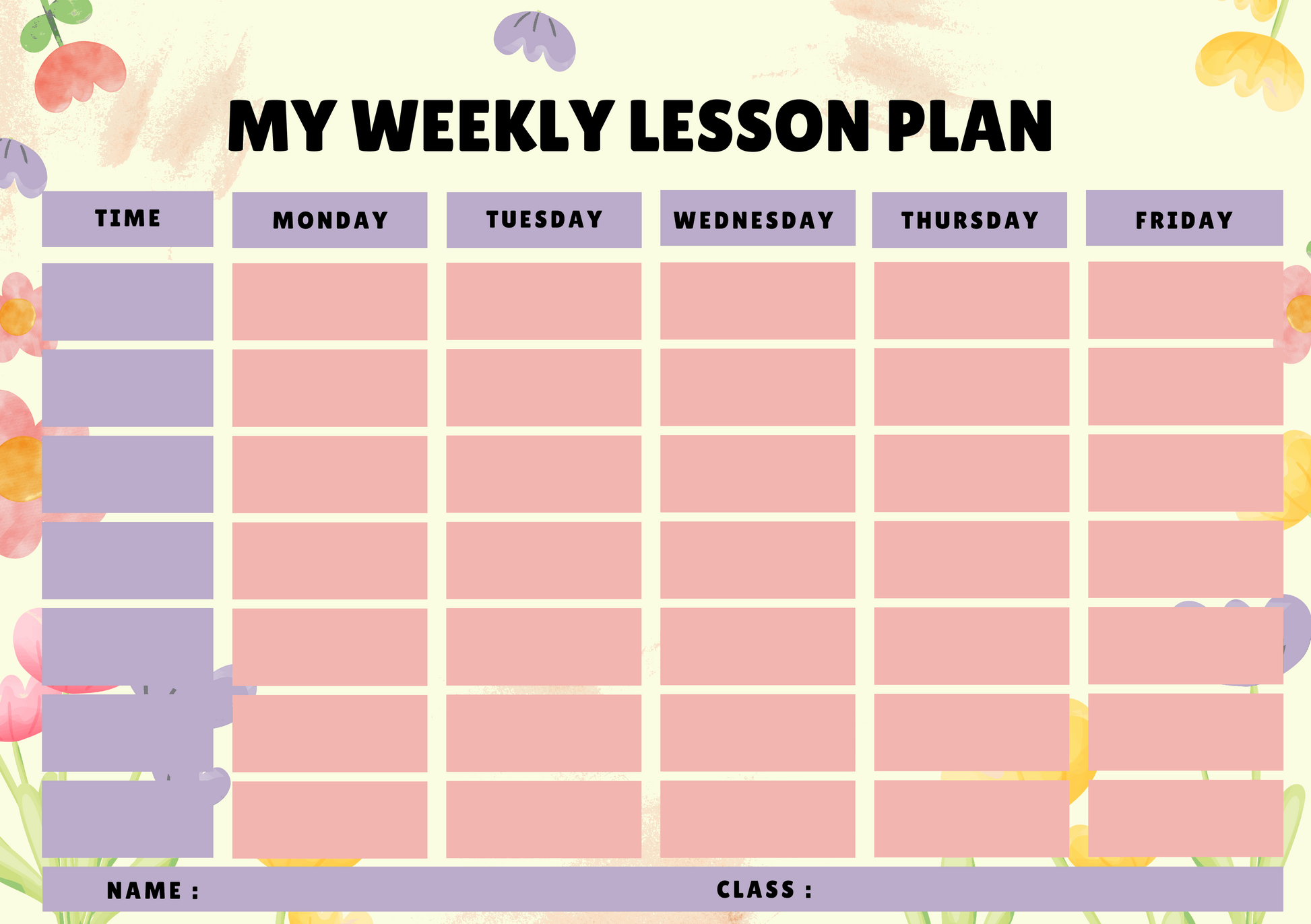 Custom Timetable with Colorful Designs - Available in German and English | PERSONALIZED - ChoreGirl