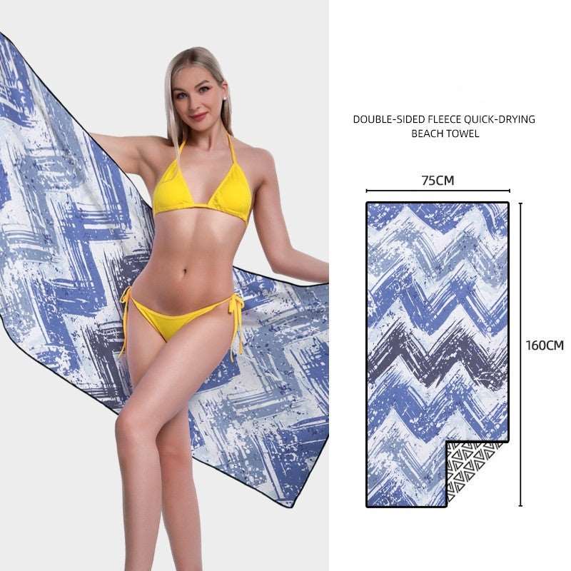 Double-side Printed Quick-drying Velvet Beach Towel - ChoreGirl