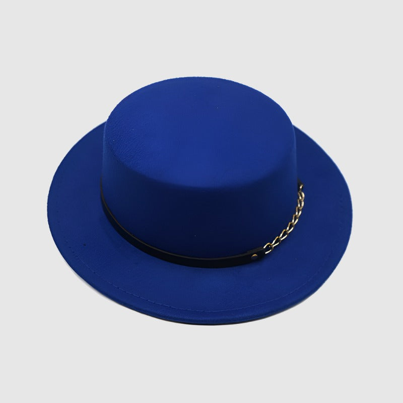 Unisex Solid Color Retro British Style Flat Top Hat - ChoreGirl