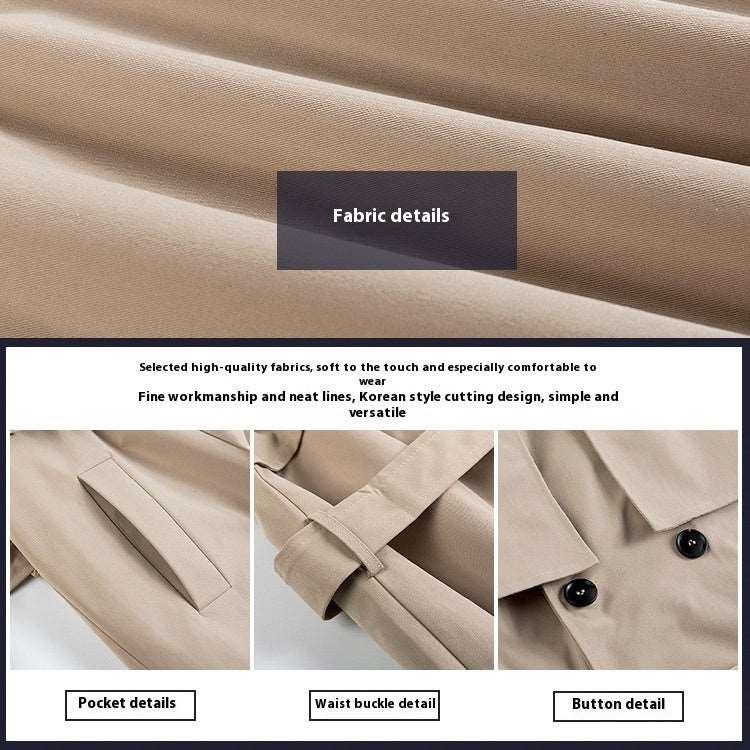 Men's Mid-length Loose Double-breasted Trench Coat - ChoreGirl