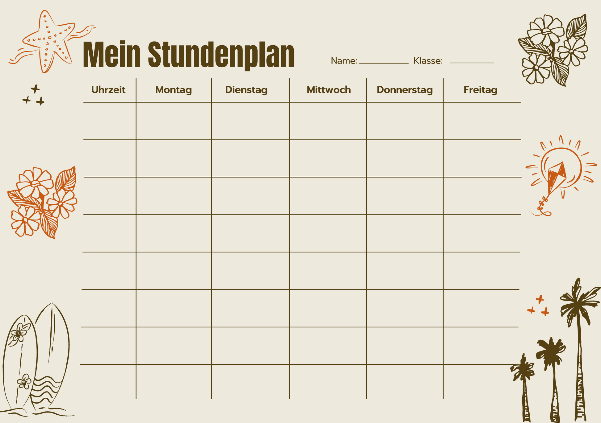 Custom Timetable with Colorful Designs - Available in German and English | PERSONALIZED - ChoreGirl