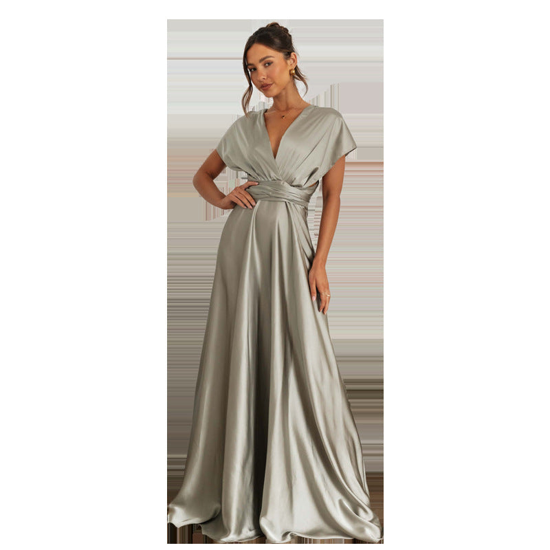 Women's Elegant Long Crossed Back Sleeveless Dress - ChoreGirl