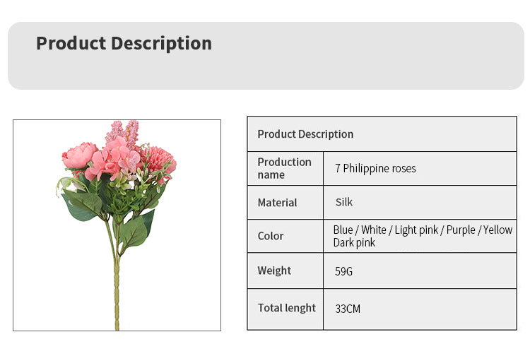 Decorative Fake Flower 7 Rose Bouquet - ChoreGirl