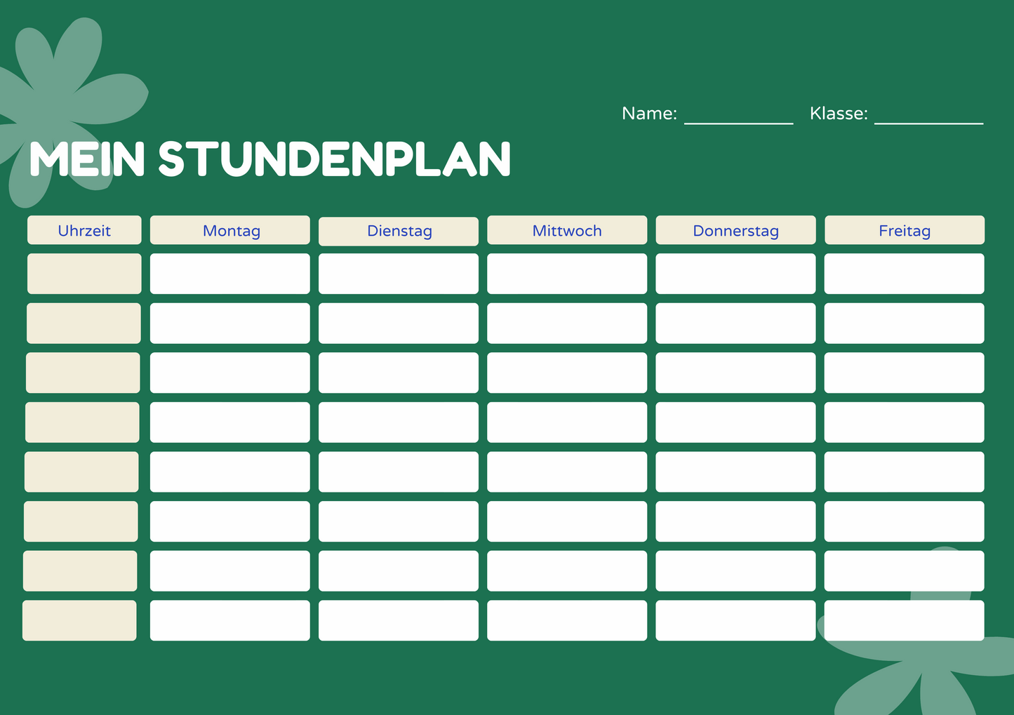 Custom Timetable with Colorful Designs - Available in German and English | PERSONALIZED - ChoreGirl