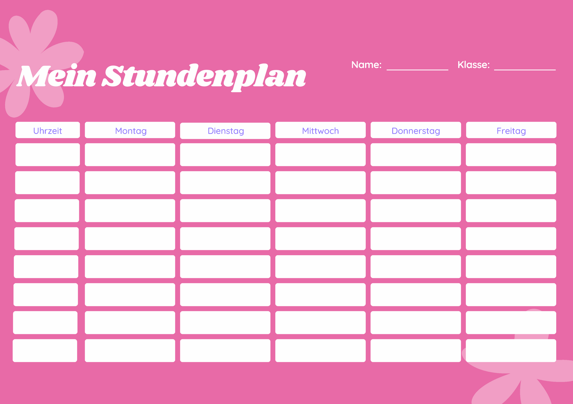 Custom Timetable with Colorful Designs - Available in German and English | PERSONALIZED - ChoreGirl