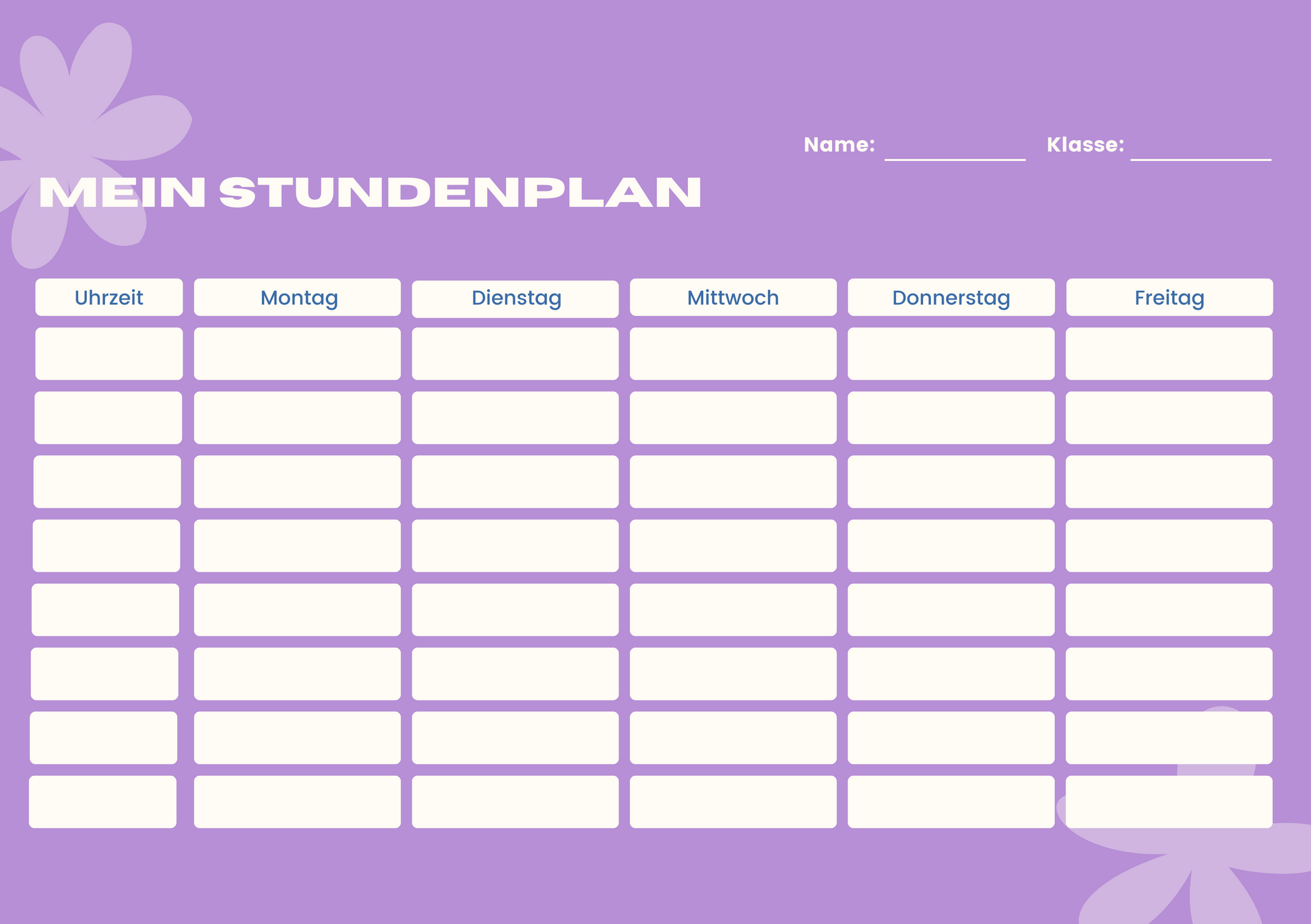 Custom Timetable with Colorful Designs - Available in German and English | PERSONALIZED - ChoreGirl
