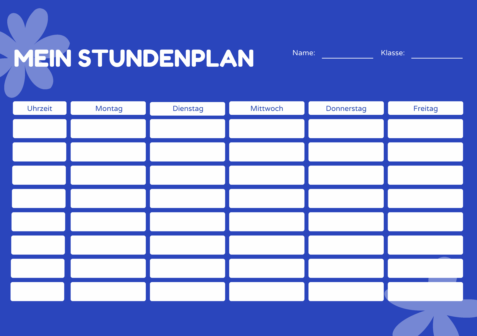 Custom Timetable with Colorful Designs - Available in German and English | PERSONALIZED - ChoreGirl