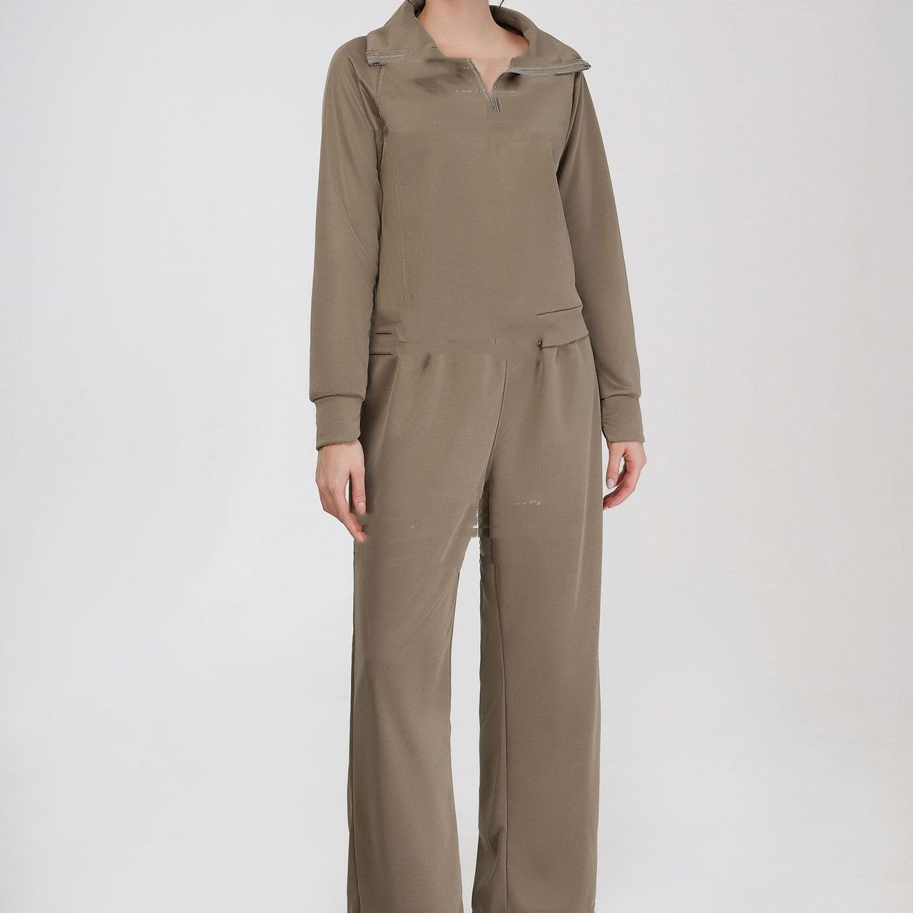 Women's Loose-fit Long Sleeved Sweater and Trousers Outfit Set - ChoreGirl