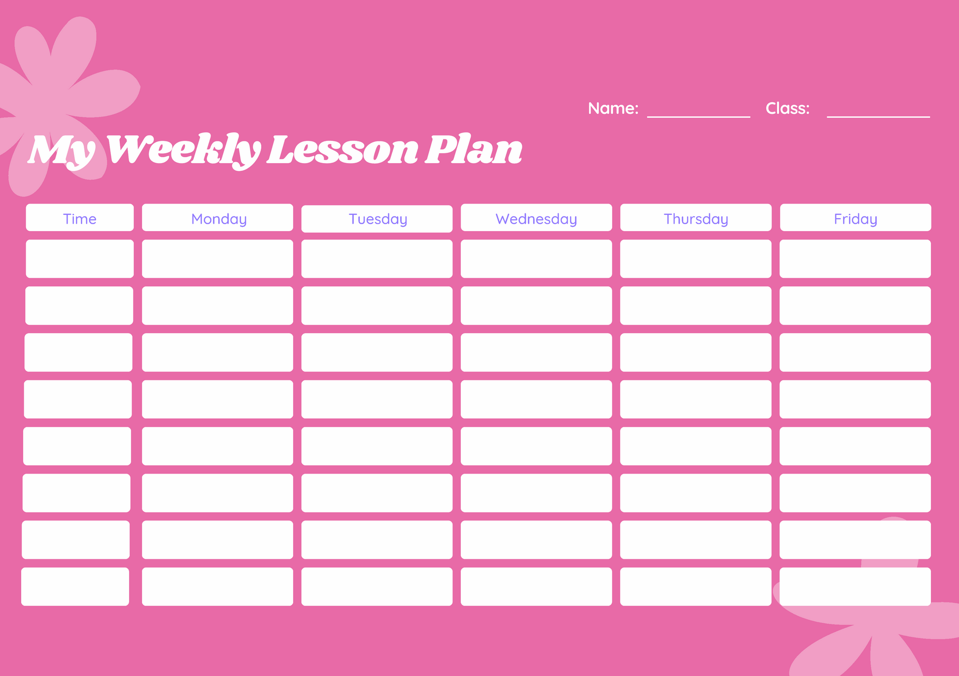 Custom Timetable with Colorful Designs - Available in German and English | PERSONALIZED - ChoreGirl