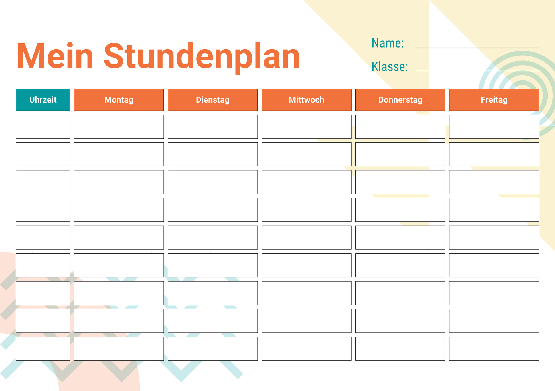 Custom Timetable with Colorful Designs - Available in German and English | PERSONALIZED - ChoreGirl