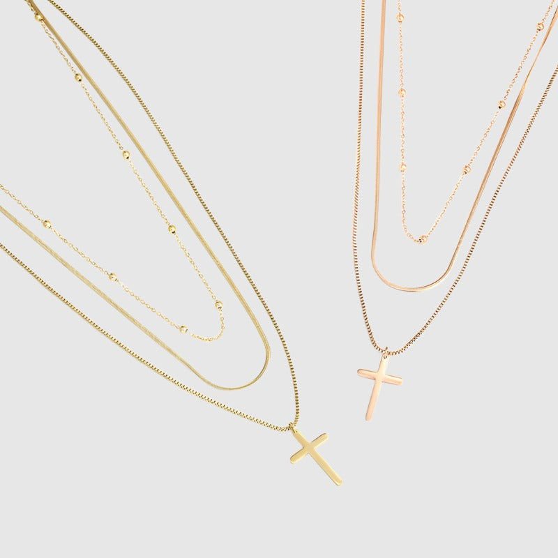 Unisex Vintage Rose Gold Multi-layer Chain Necklace - ChoreGirl