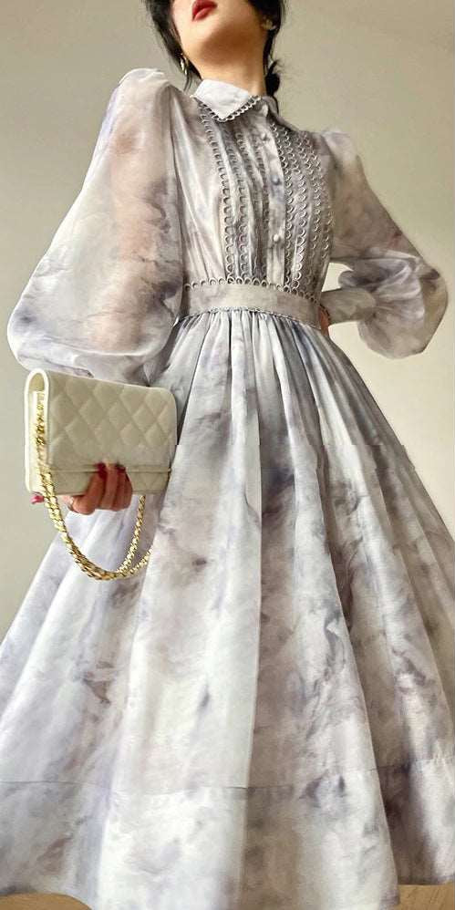Women's Lace Bubble Sleeve Blouse and Skirt Outfit Set - ChoreGirl
