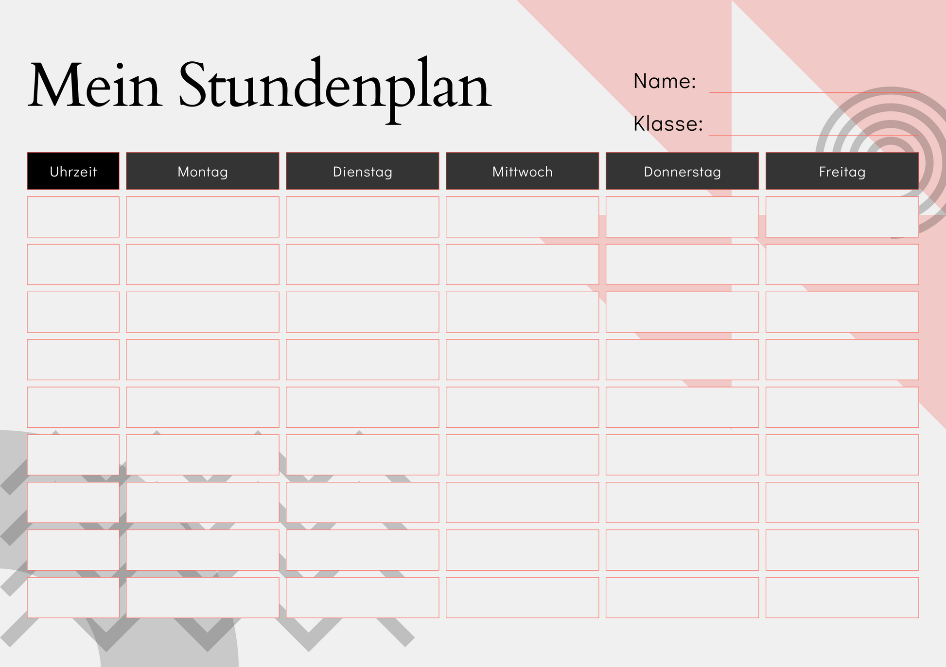 Custom Timetable with Colorful Designs - Available in German and English | PERSONALIZED - ChoreGirl