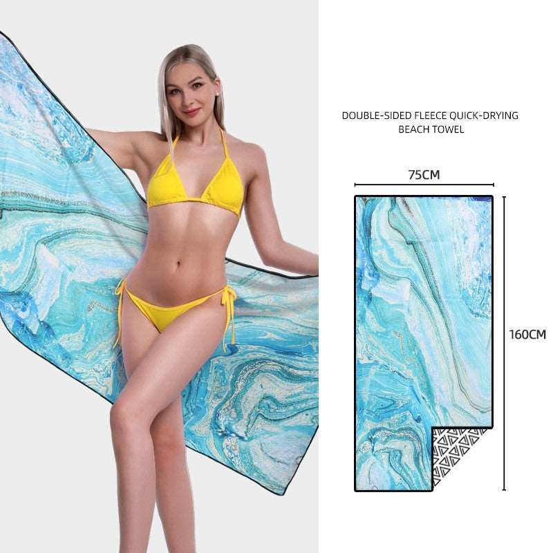 Double-side Printed Quick-drying Velvet Beach Towel - ChoreGirl