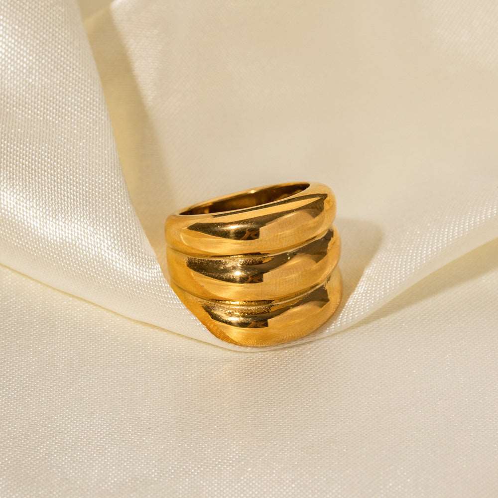 18K Gold Stainless Steel Three-layer Closed Ring - ChoreGirl