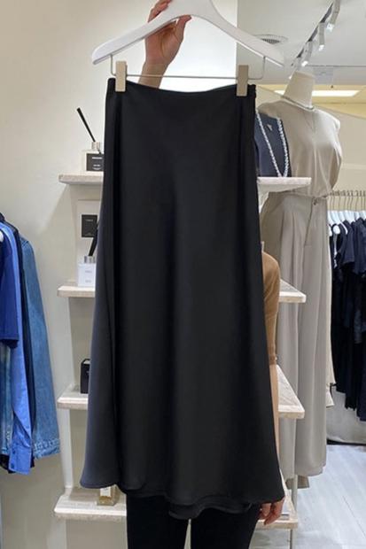 Women's Elegant Triacetate Satin Casual Elastic Waist Skirt - ChoreGirl