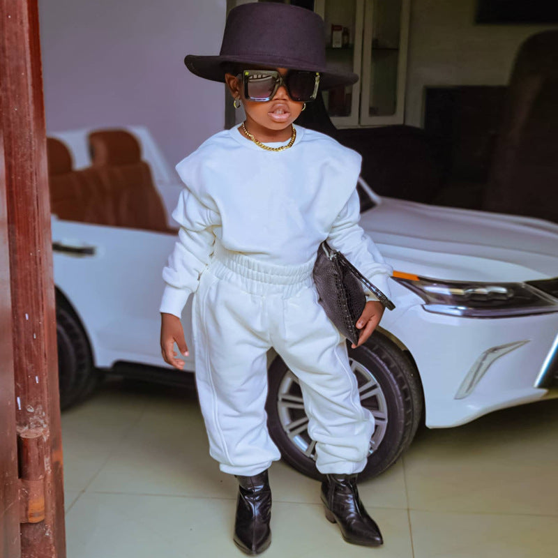 Baby Girl Trendy Casual Long Sleeved Sweatshirt and Pants Outfit Set - ChoreGirl