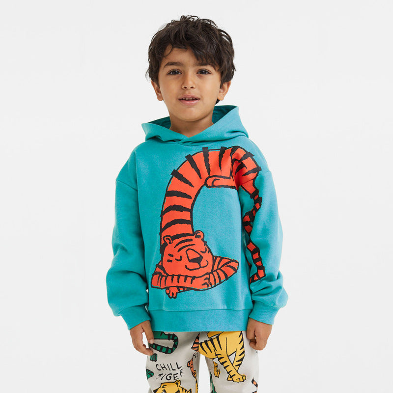 Boy's Long Sleeve Animal Print Hoodie - ChoreGirl