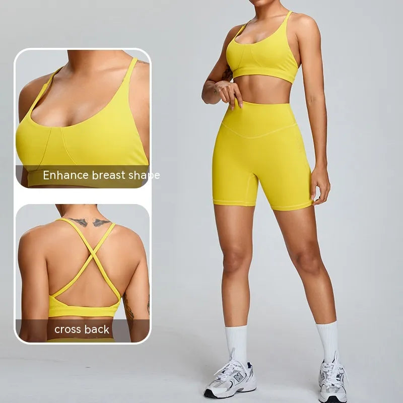 Women's Belly Contracting and Hip Lifting Yoga Shorts and Top Activewear Set - ChoreGirl