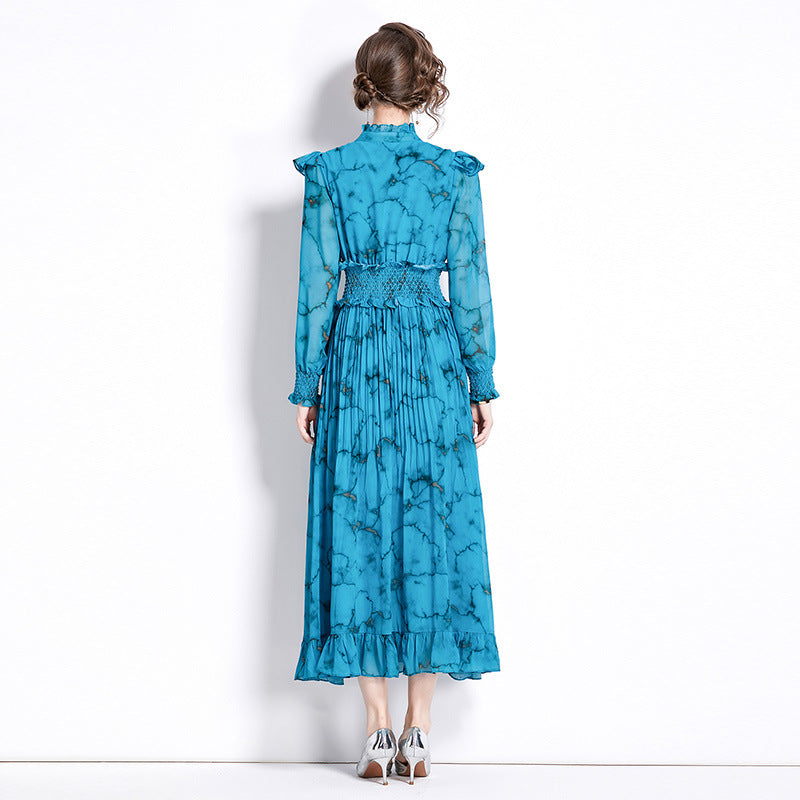 Women's Elegant Elastic Waist-tightening Pleated Dress - ChoreGirl