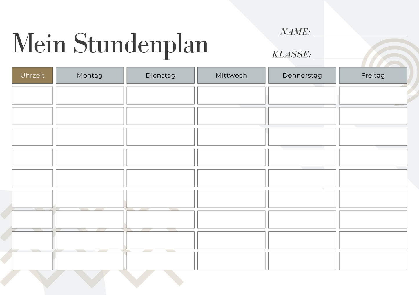 Custom Timetable with Colorful Designs - Available in German and English | PERSONALIZED - ChoreGirl