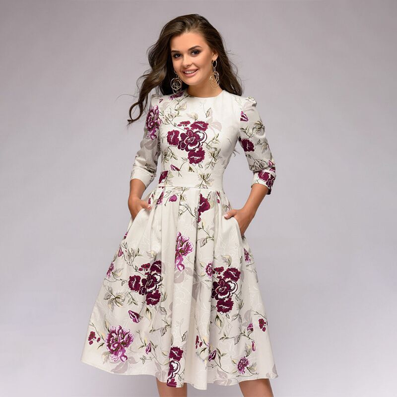 Women's A- Line Vintage Floral Dress - ChoreGirl