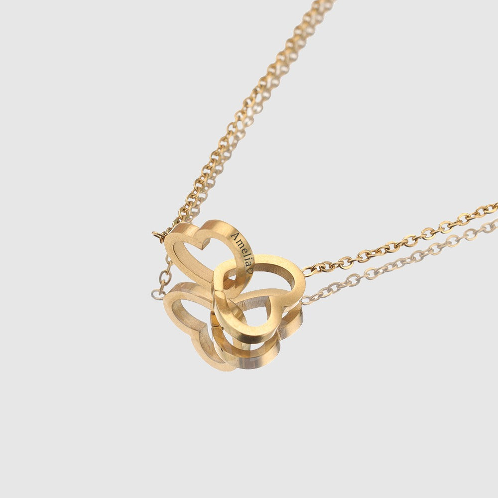 Custom Name Double Heart Necklace With 2 Names | PERSONALIZED - ChoreGirl