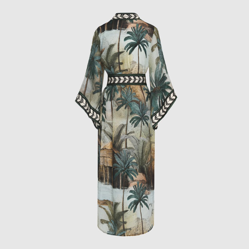 Women's Long Sleeve Loose Bikini Cover Up Beach Robe - ChoreGirl