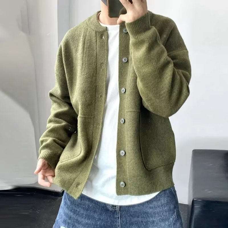 Men's Loose Thick Wool Button-up Cardigan - ChoreGirl