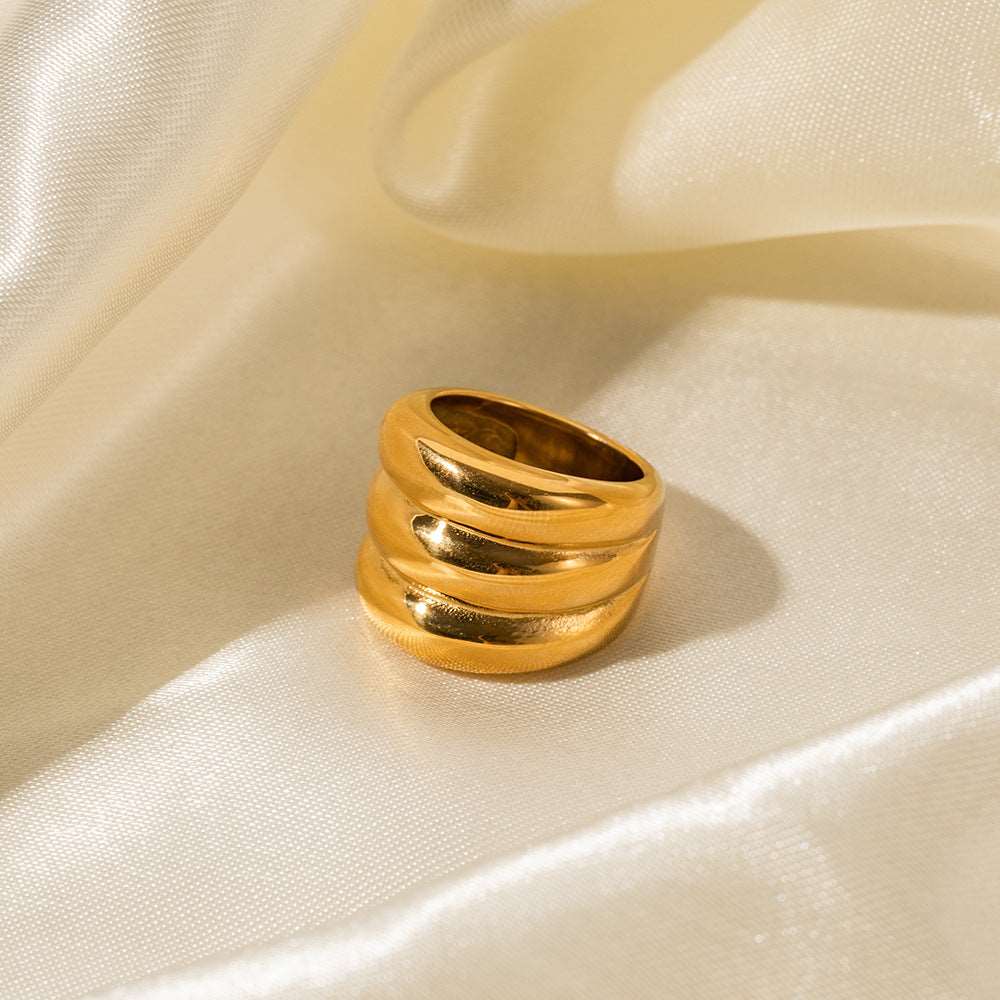 18K Gold Stainless Steel Three-layer Closed Ring - ChoreGirl