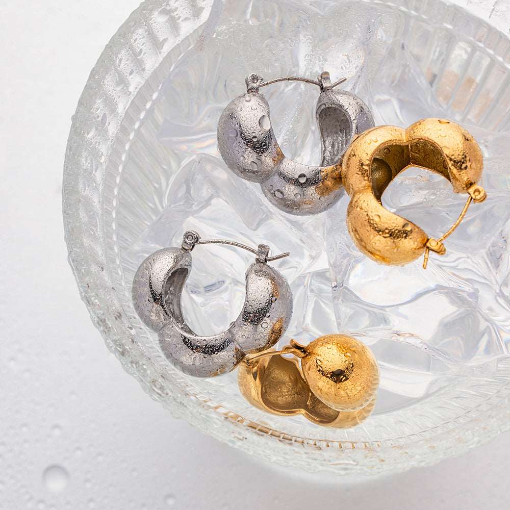 Women's 18K Gold Stainless Steel Three Hemisphere Earrings - ChoreGirl