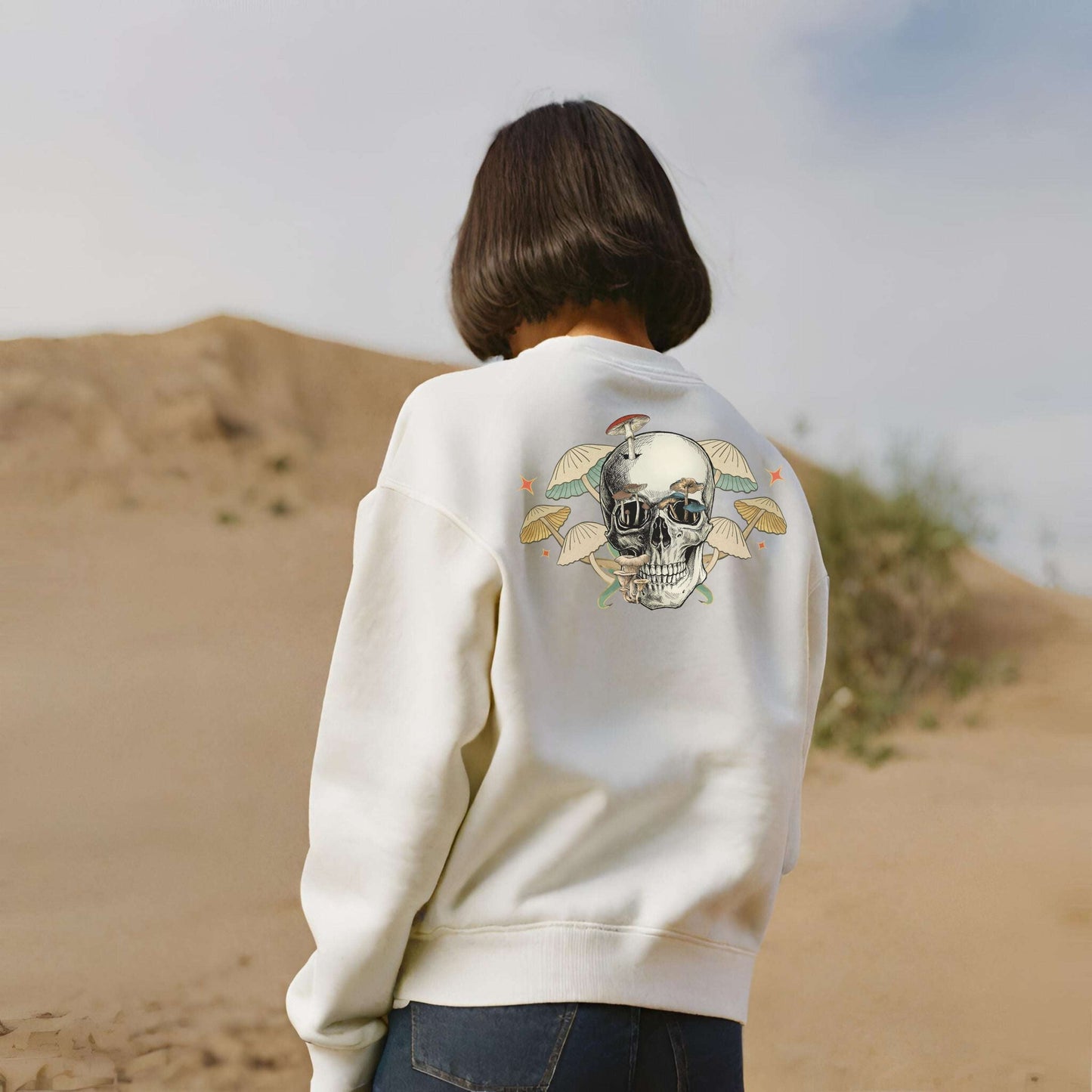 Custom Unisex Skull Mushroom Premium Sweatshirt | PERSONALIZED - ChoreGirl