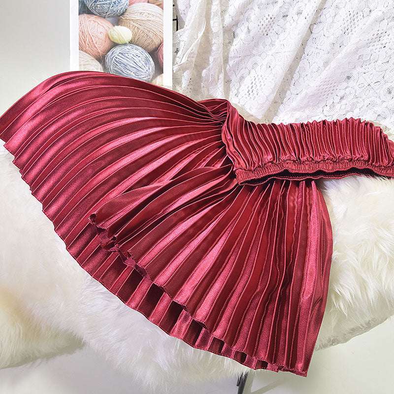 Women's Retro Fashion High Waist Pleated Long Skirt