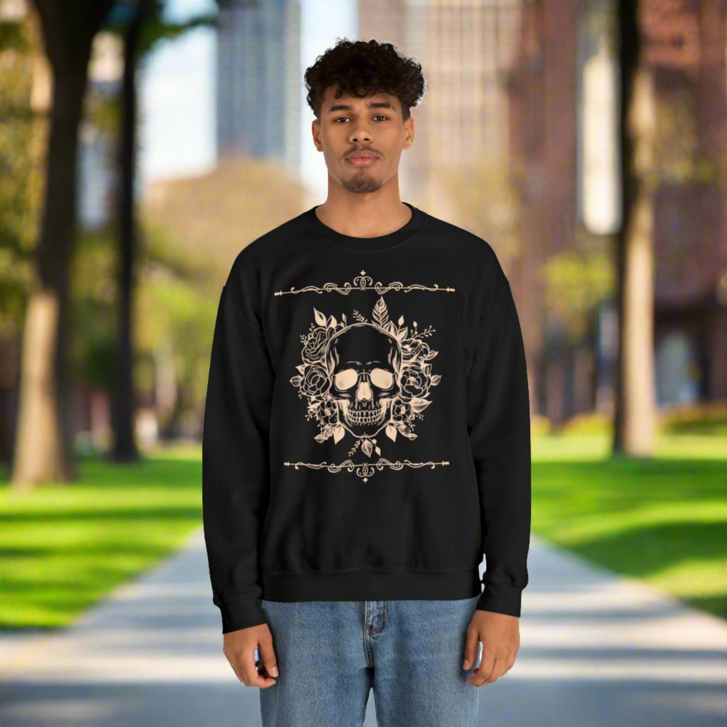 Custom Unisex Vintage Skull Heavy Blend Crewneck Sweatshirt | PERSONALIZED - ChoreGirl