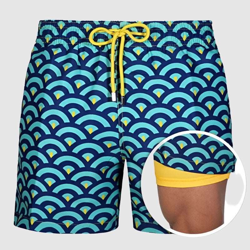 Men's Printed Double Layer Beach Shorts - ChoreGirl
