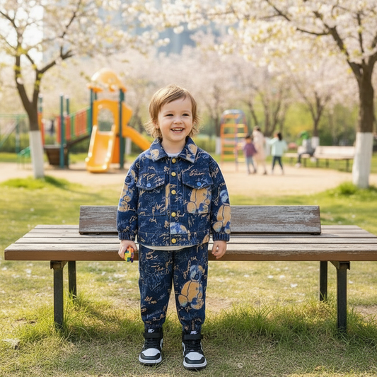 Boys Western Style Denim Two-piece Outfit Set
