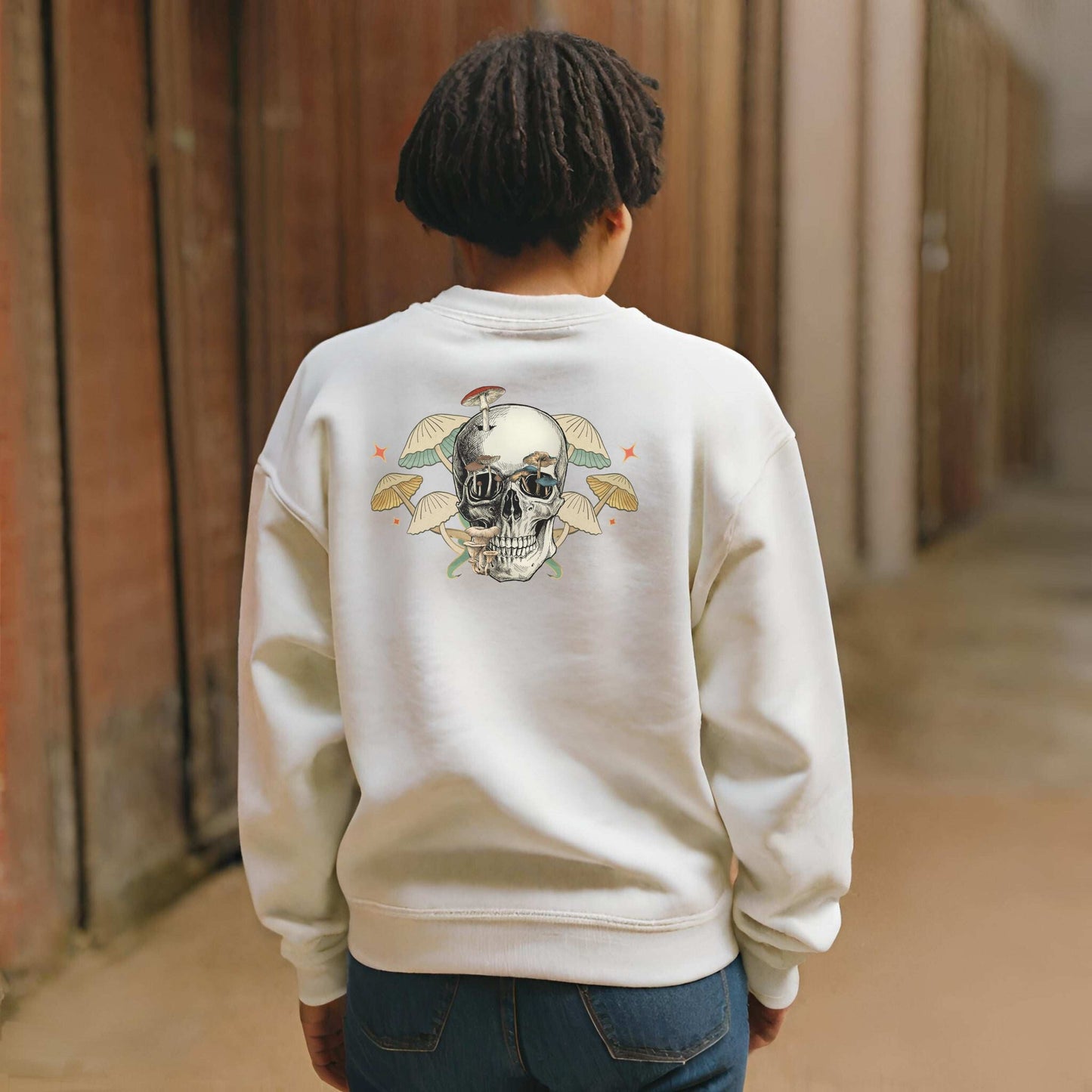 Custom Unisex Skull Mushroom Premium Sweatshirt | PERSONALIZED - ChoreGirl