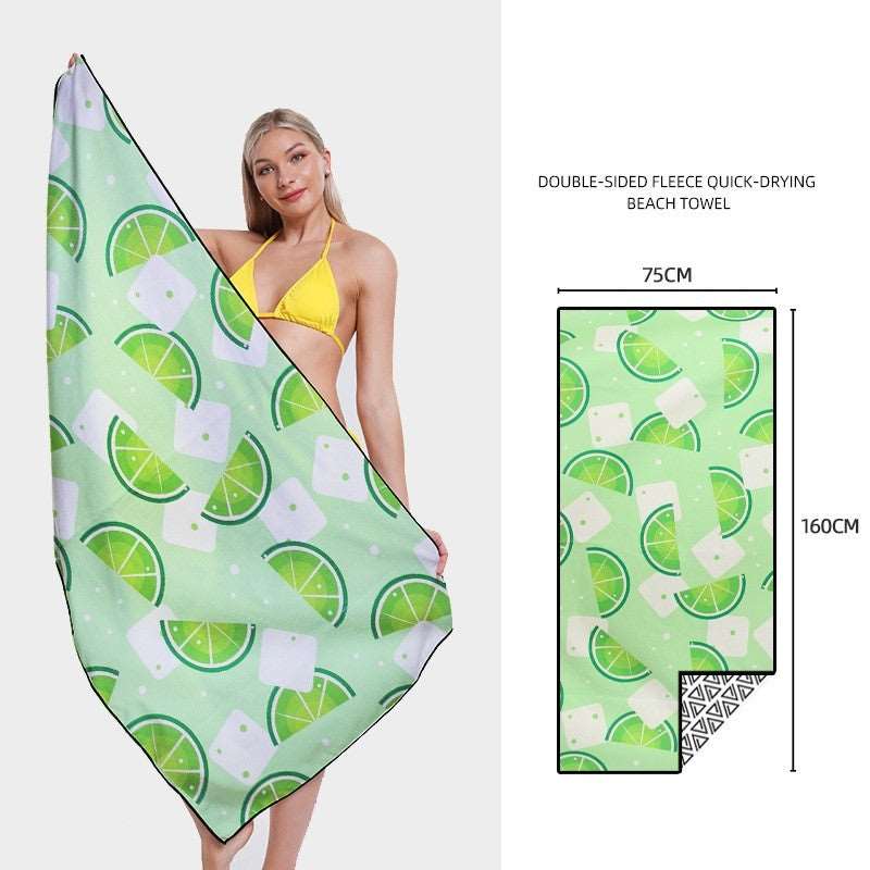 Double-side Printed Quick-drying Velvet Beach Towel - ChoreGirl