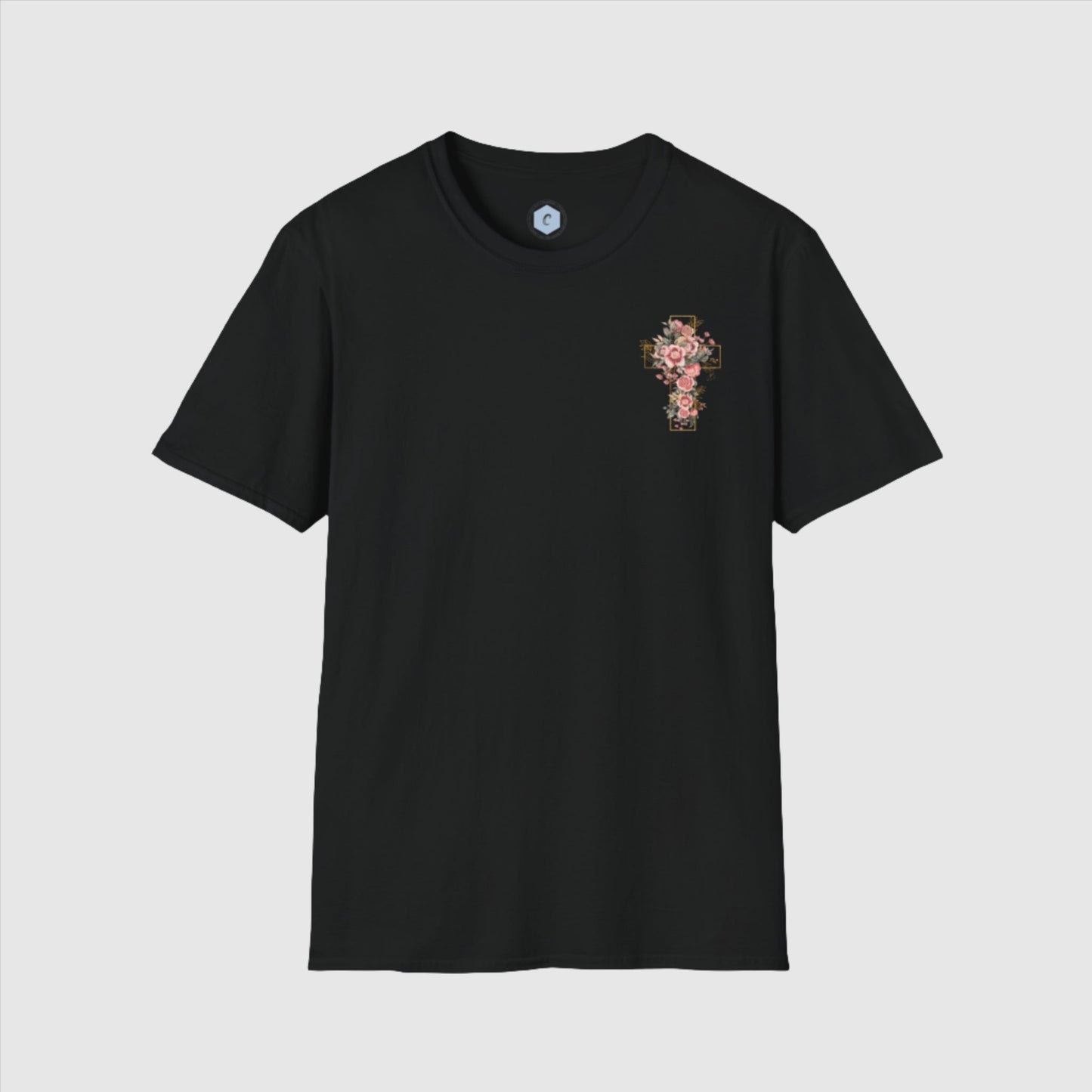 Custom Unisex Blooming Flower Cross Softstyle T-Shirt | PERSONALIZED - ChoreGirl