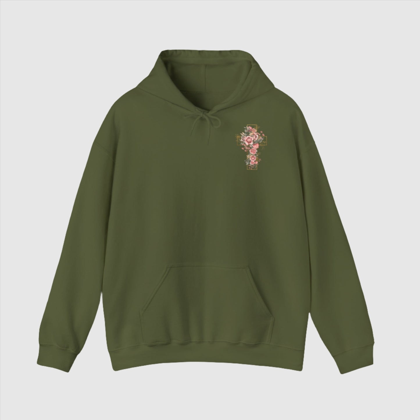 Custom Unisex Blooming Flower Cross Heavy Blend Hoodie | PERSONALIZED - ChoreGirl