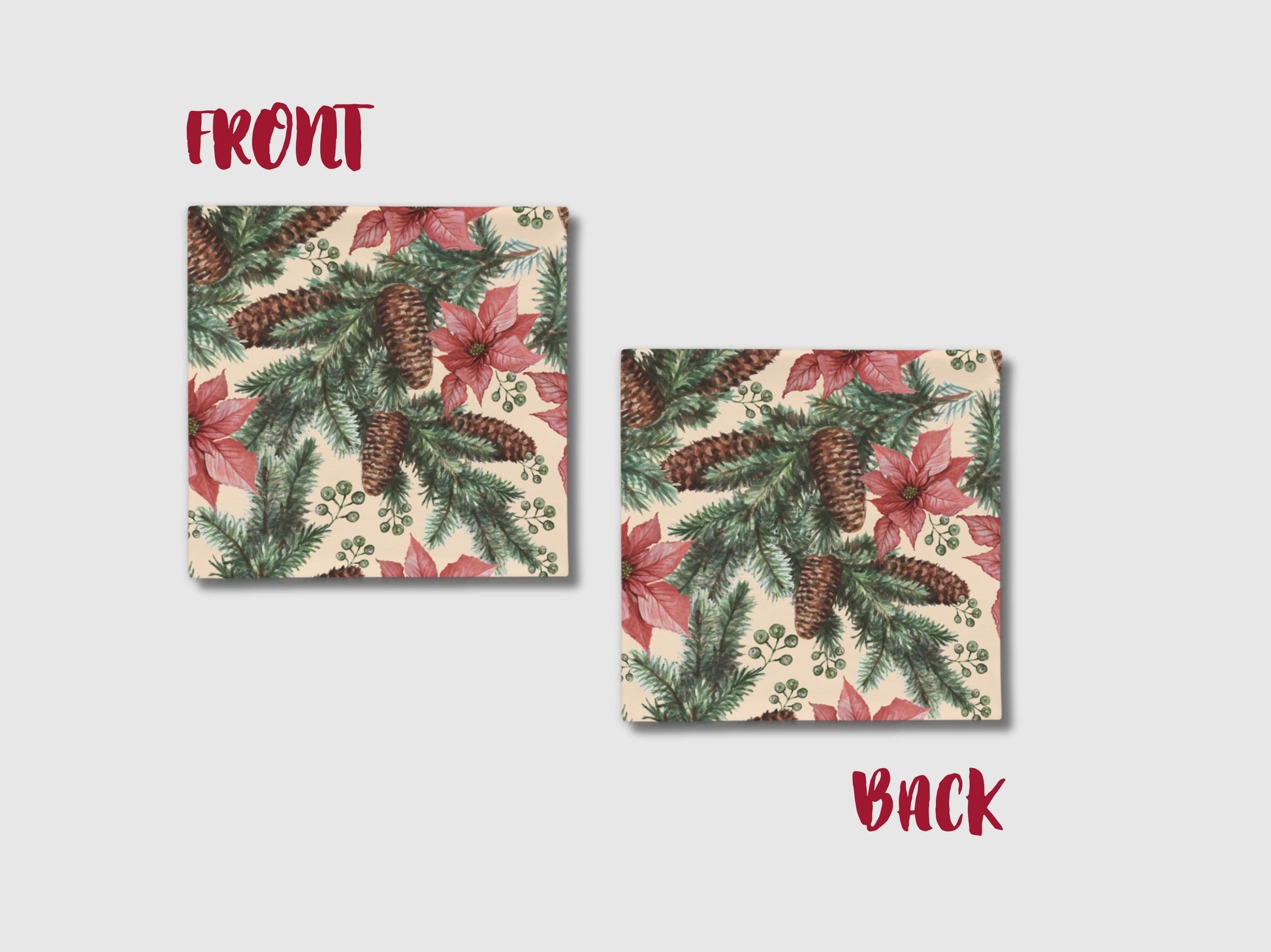 Custom Poinsettias And Pine Design Pillow Case (no insert pillow) | PERSONALIZED - ChoreGirl